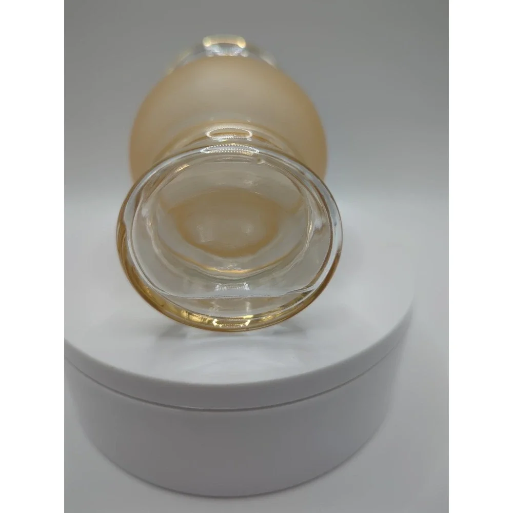 Vintage Bartlett Collins Style Peach Gold Bud Vase MCM 4 Inch Hand Painted Glass